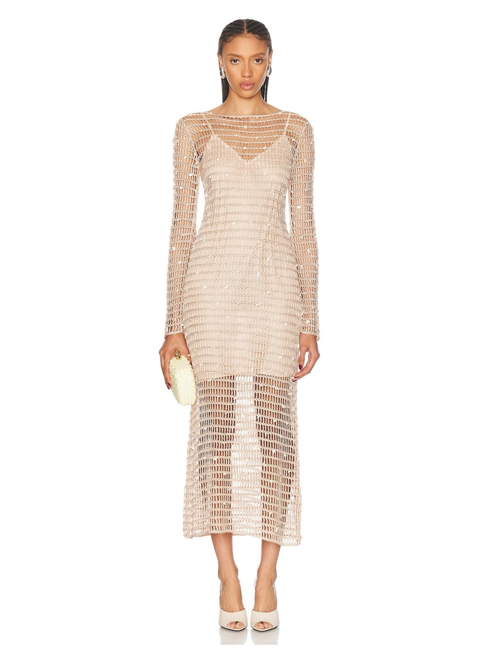 Zimmermann Wylie Shell Long Crochet Dress Taupe  Size: 1 US: 6